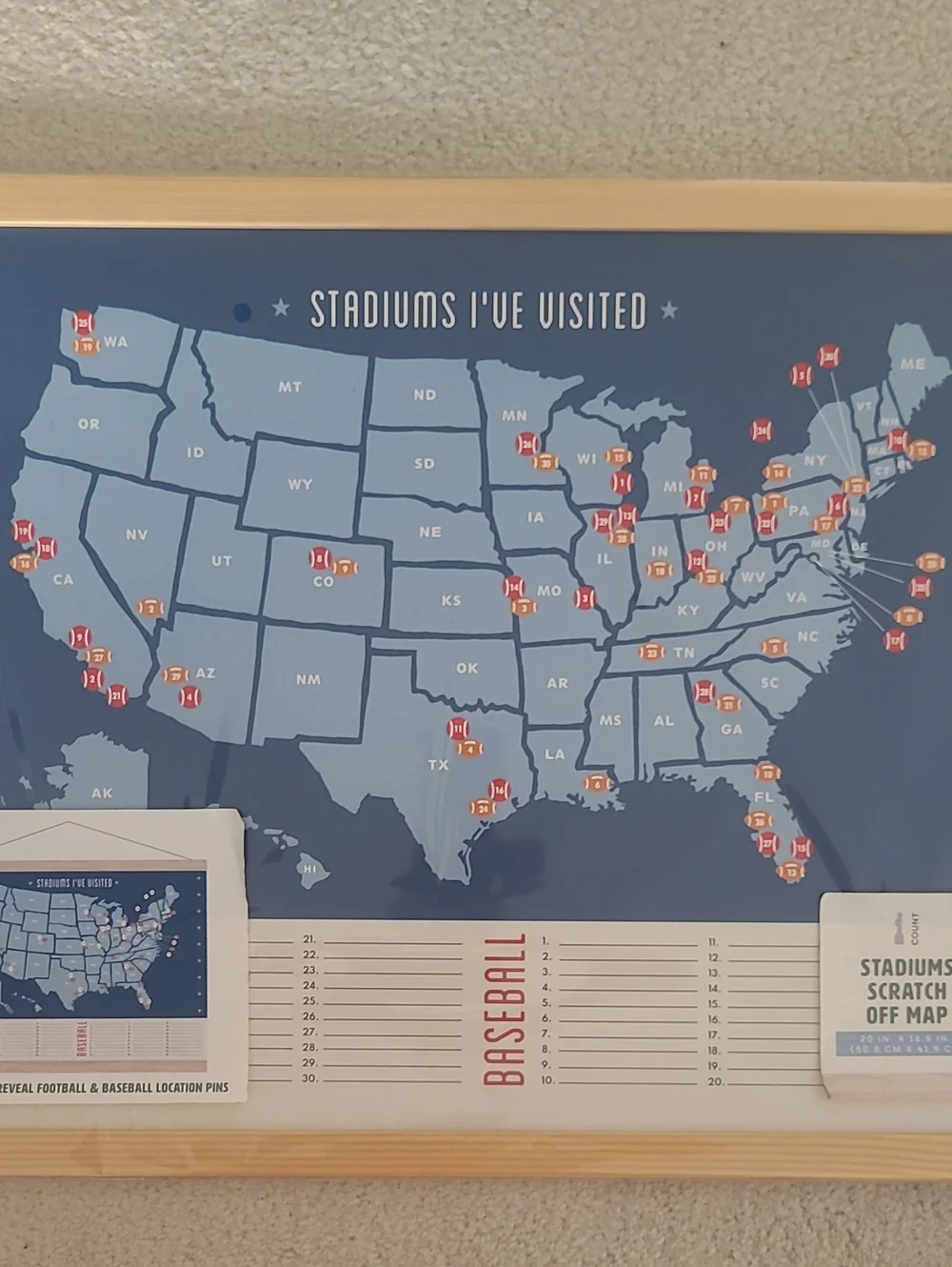 Stadiums I've Visited Scratch-Off Map - NEW
